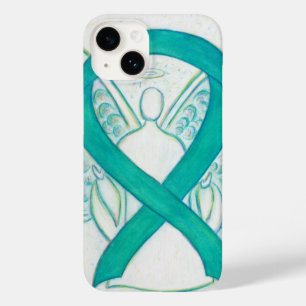 coque iphone d'angle de ruban turquoise pour la se