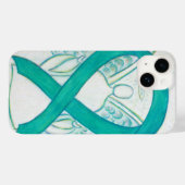 coque iphone d'angle de ruban turquoise pour la se (Verso (horizontal))