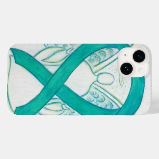 coque iphone d'angle de ruban turquoise pour la se (Verso (horizontal))