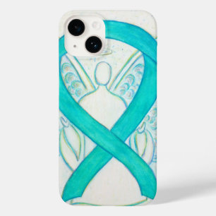 coque iphone d'angle de ruban turquoise pour la se