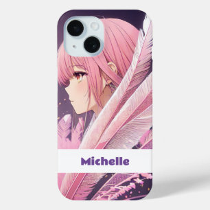 Coque iphone d'Anime rose mignon personnalisé