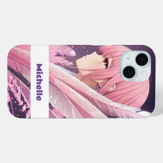 Coque iphone d'Anime rose mignon personnalisé (Verso (horizontal))