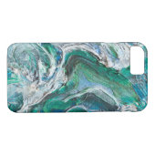 Coque iphone d'Aqua, bleu et vert d'art abstrait (Dos (Horizontal))