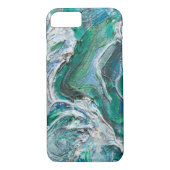 Coque iphone d'Aqua, bleu et vert d'art abstrait (Dos)