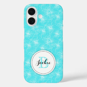 Coque iphone d'aqua fleuri à pois de cerise brosse