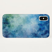 Coque iphone d'aquarelle bleu (Dos (Horizontal))