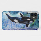 Coque iphone d'aquarelle de faune d'orque (Dos (Horizontal))