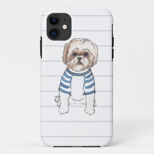 Coque iphone d'aquarelle de Shih Tzu (Dos)