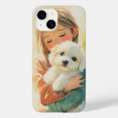 Coque iphone d'aquarelle douce fille et chiot (Verso)