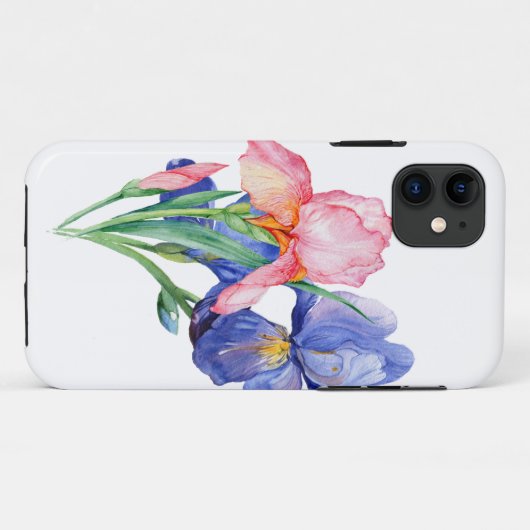 Coque iphone d'aquarelle Iris (Dos (Horizontal))