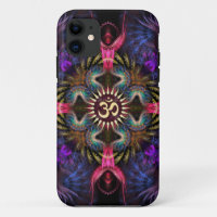 Coque iphone d'Aum d'art de fractale d'anges de