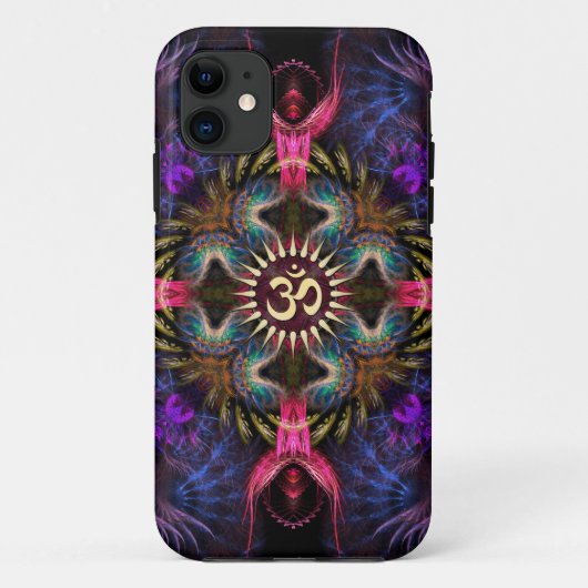Coque iphone d'Aum d'art de fractale d'anges de (Dos)