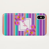 Coque iphone de bandes de monogramme (Dos (Horizontal))