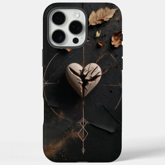 Coque iphone de Boho foncé au coeur fissuré (Verso)
