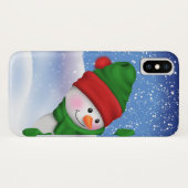 Coque iphone de bonhomme de neige d'amusement (Dos (Horizontal))