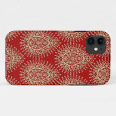 Coque iphone de boucle rouge et or asiatique (Dos (Horizontal))