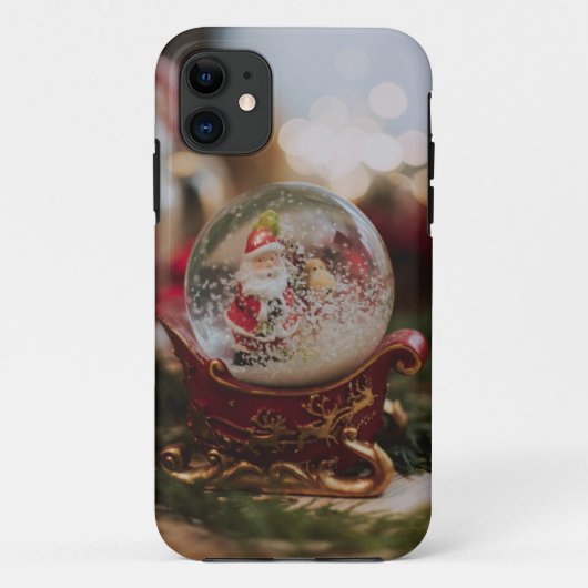 Coque iphone de boule de neige en verre rouge (Dos)