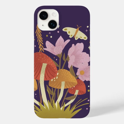 Coque iphone de champignons de forêt violette (Verso)