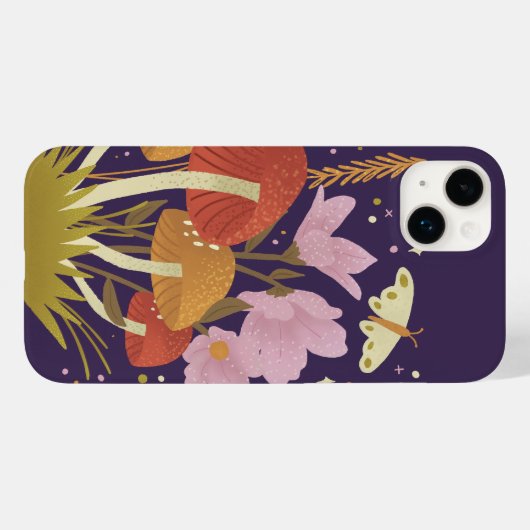 Coque iphone de champignons de forêt violette (Verso (horizontal))