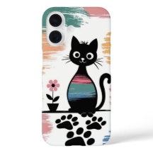 Coque iphone de chat noir coloré - Cadeau mignon