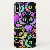 Coque iphone de chats cosmiques néon - Luminosité (Dos)