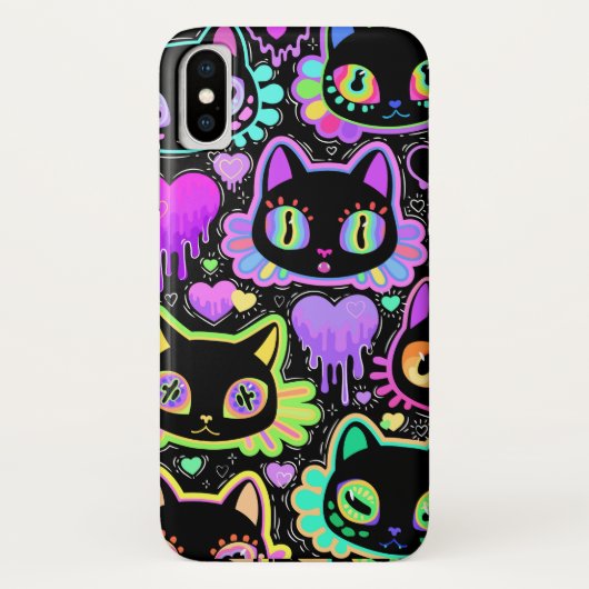 Coque iphone de chats cosmiques néon - Luminosité (Dos)
