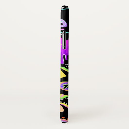 Coque iphone de chats cosmiques néon - Luminosité (Dos/Droite)