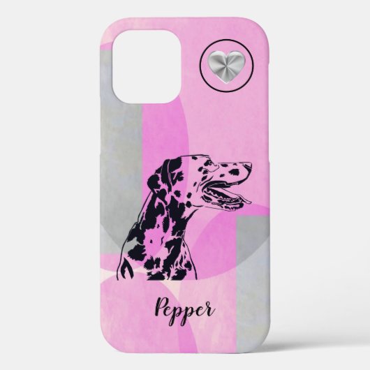 Coque iphone de chien Dalmatien rose Abstrait (Verso)