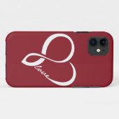 Coque iphone de coeur d'amour rouge et blanc (Dos (Horizontal))