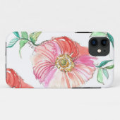 Coque iphone de corail d'aquarelle de pavot (Dos (Horizontal))