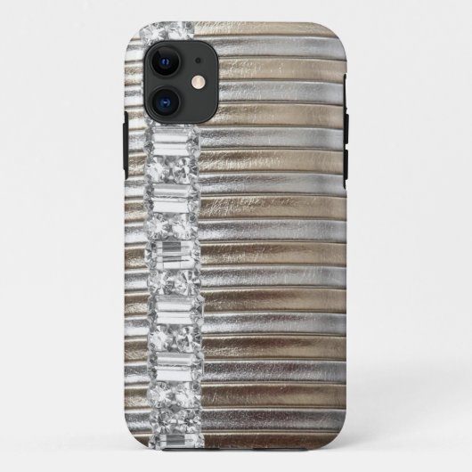 COQUE IPHONE de cuir de faux de fausses pierres (Dos)