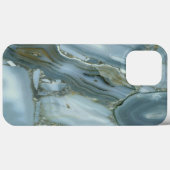 Coque iphone de design en marbre bleu (Verso (horizontal))