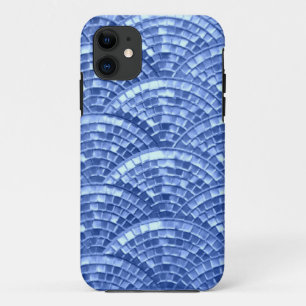 Coque iphone de design en mosaïque bleue
