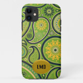 Coque iphone de design Retro Green et Yellow Paisl (Dos)