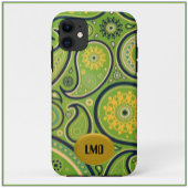 Coque iphone de design Retro Green et Yellow Paisl