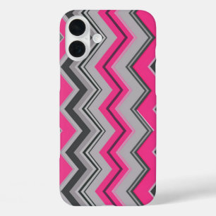 Coque iphone de design rose et gris Chevron