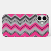 Coque iphone de design rose et gris Chevron (Verso (horizontal))