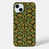 Coque iphone de dragon en bois Batik Jaune Vert (Verso)