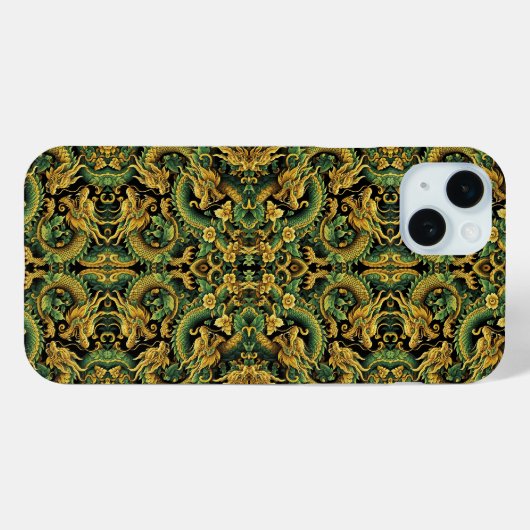 Coque iphone de dragon en bois Batik Jaune Vert (Verso (horizontal))