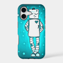 Coque iphone de fille robotique bleue