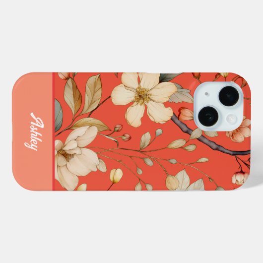 Coque iphone de fleur sauvage rouge Mango Spring (Verso (horizontal))