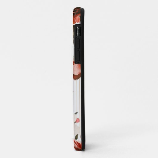 Coque iphone de fleurs de Bourgogne rose (Dos/Gauche)