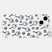 Coque iphone de fleurs de gribouillis noir et blan (Verso (horizontal))