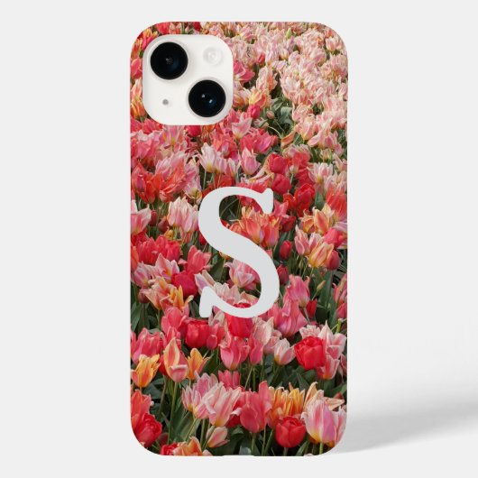Coque iphone de fleurs de tulipe rose monogramme (Verso)