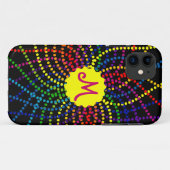 Coque iphone de fleurs Pois Monogram Rainbow (Dos (Horizontal))