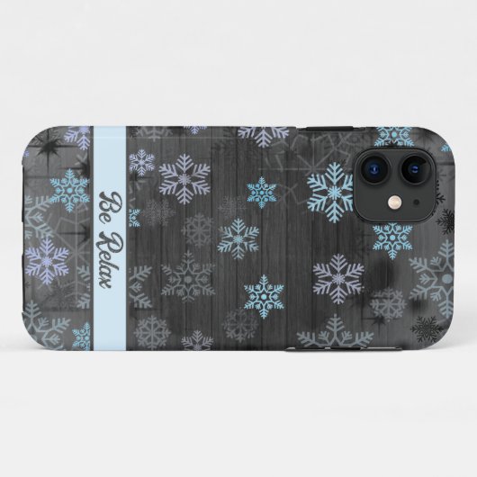 Coque iphone de flocon bleu de Noël (Dos (Horizontal))
