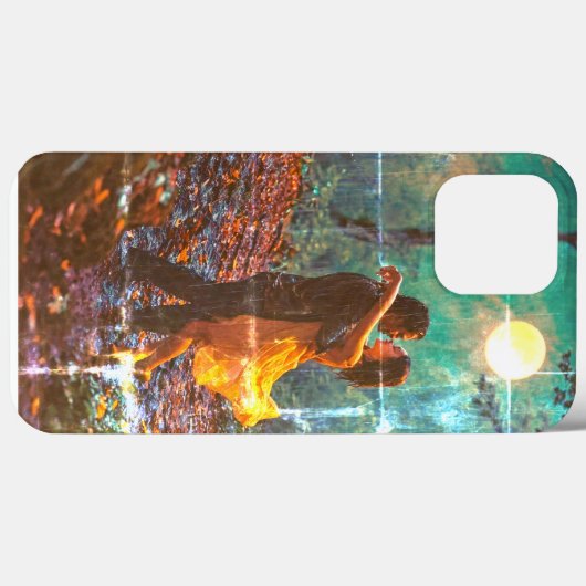 Coque iphone de Forest Dance Couple avec Monogramm (Verso (horizontal))