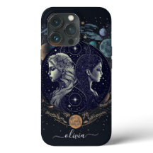 Coque iphone de Gemini zodiac noir et or Coque-Mat