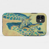 coque iphone de girafes turquoises (Dos (Horizontal))