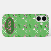 Coque iphone de Golf Lover - Monogramme et panier  (Verso (horizontal))